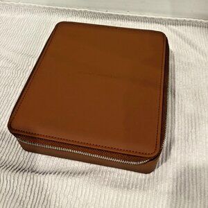 Warby Parker Faux Leather Walnut Brown 3 Slot Travel Case